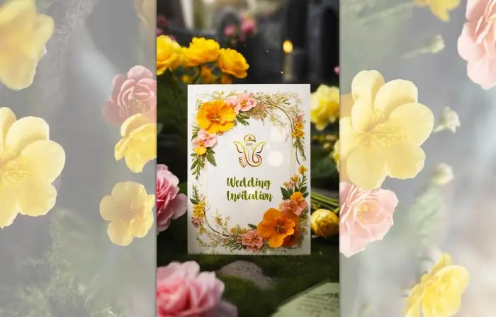 Vibrant 3D Floral Wedding Invitation Digital E-Card Instagram Story